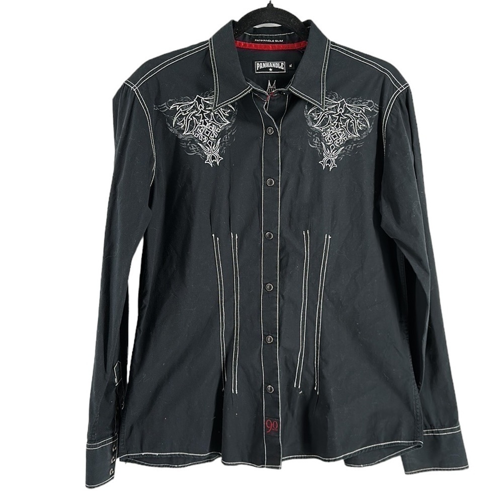 Panhandle Slim Western shirt snap buttons embroidered cowboy rodeo cow girl XL